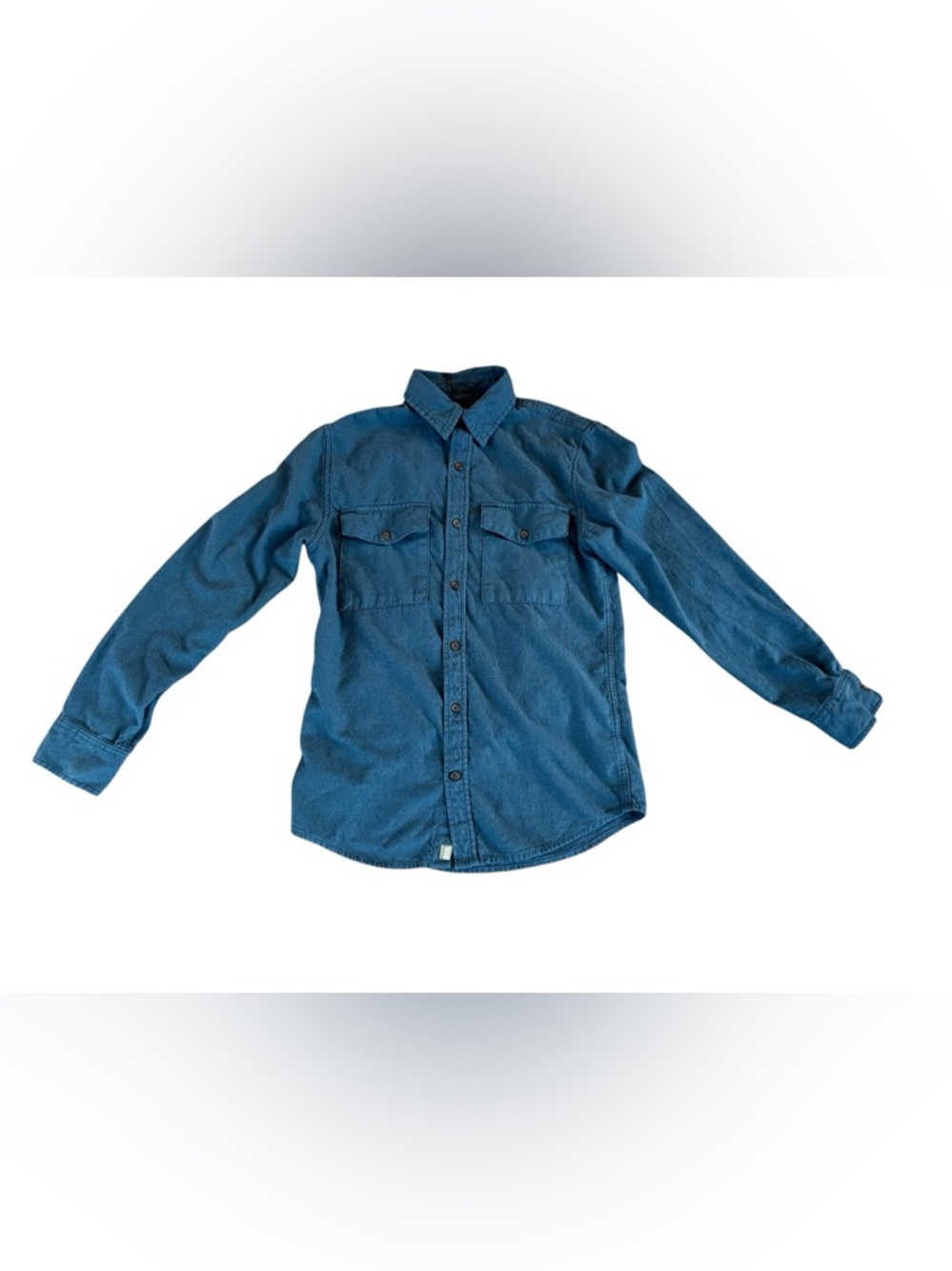 Casual Men's Long-Sleeve Blue Button-Down Shirt